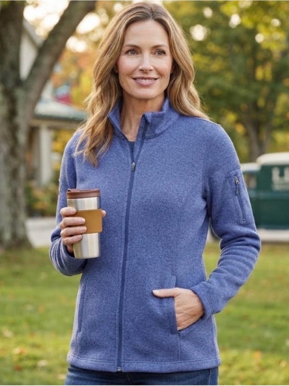 L.L. Bean Blue Heather Full-Zip Sweater Fleece Jacket